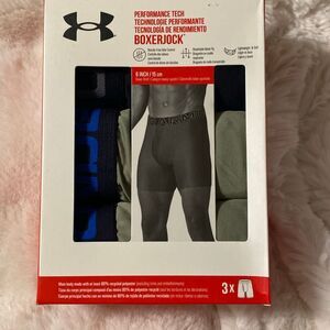 Under Armour Boxerjock Boxer Briefs Size S 3 Pack Underwear 6" Inseam Black Gray